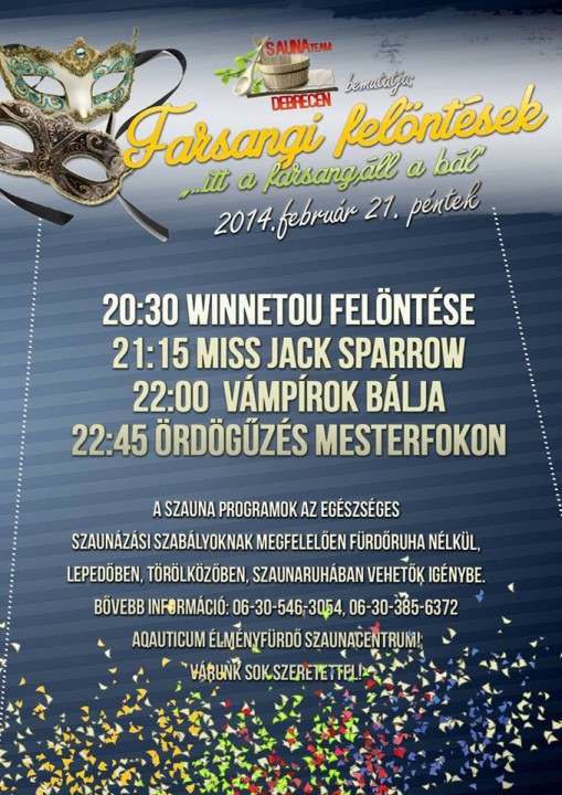 Farsangi felöntések a Sauna Team Debrecennel  - Szauna est - Farsangi felöntések